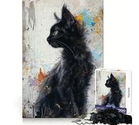 Puzzle Noir Feline Elegance 1000 pièces pour Adultes, Jeu de logique et de Jeu Amusant à Partager, Bords Premium, Cadeau élégant (50x75cm)
