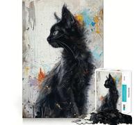 Puzzle Noir Feline Elegance 1000 pièces pour Adultes, Jeu de logique et de Jeu Amusant à Partager, Bords Premium, Cadeau élégant (50x75cm)