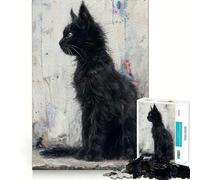 Puzzle Noir Feline Grace 1000 Pièces Adultes Jeu de Réflexion Loisirs Qualité Joli Cadeau (38x26cm)