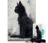 Puzzle Noir Feline Grace 1000 pièces pour Adolescents Jeu de logique Clair, léger et Relaxant Découpe Parfaite (38x52cm)