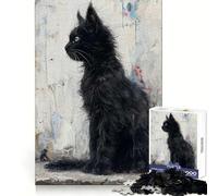 Puzzle Noir Feline Grace pour Adolescents, 1000 pièces, pour stimuler la mémoire, Jeu d'intérieur, Image à Assembler, Cadeau de Noël (50x75cm)