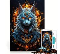 Puzzle Nordique Chat Blanc 1000 pièces,Jeu de Construction Focus,Assemblage Parfait sans Espace,activité gratifiante pour Les Jours de Pluie (38x26cm)