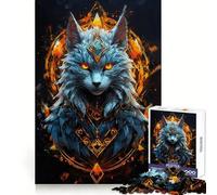 Puzzle Nordique de 1000 pièces Chat Blanc pour Adolescents Exercice cognitif, détente et Loisirs Idéal comme Cadeau d'hiver (38x26cm)