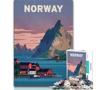 Puzzle Norvège 1000 pièces pour Adultes, Jeux d'activités familiales stimulants, Jouet à Faire soi-même pour décoration Murale, Cadeaux 75x50cm