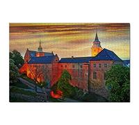 Puzzle Norvège 500 pièces Norvège Forteresse d'Akershus Oslo Jeu de Puzzle Œuvre d'art Souvenir de Voyage 52 x 38 cm