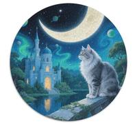 Puzzle Norvégien 1000 Pièces en Carton pour Adultes Jeu ÉduChatif Jeu De Défi Puzzle Chat Château Idée Cadeau Décoration Intérieure 1000pcs (67.5x67.5cm)