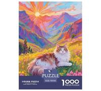 Puzzle Norwegian Forest Chat 1000 Pièces en Carton pour Adultes Jeu ÉduChatif Jeu De Défi Casse-tête Chat Vallée Cadeau Adulte Home Decor 70x50cm/1000pcs