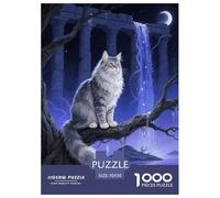 Puzzle Norwegian Forest Chat 1000 Pièces en Carton pour Adultes Jeu ÉduChatif Jeu De Défi Casse-tête Chat Bâtiment Idée Cadeau Décoration Intérieure 70x50cm/1000pcs