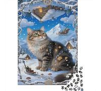 Puzzle Norwegian Forest Chat 1000 Pieces pour Adultes,Paysage de Neige Un Jeu De Dexérité Très Difficile Puzzle en Bois Jeu D'intelligence Jeu ÉduChatif, Jouet Cadeau 1000pcs (75x50cm)