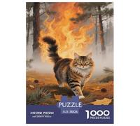 Puzzle Norwegian Forest Chat avec 1000 Pièces pour Adultes,Forêt automnale Un Jeu De Dexérité Très Difficile Puzzle ÉduChatif Aux Défis 38x26cm/1000pcs