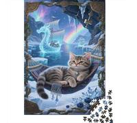 Puzzle Norwegian Forest Chat Qui 1000 Pièces pour Adultes,Paysage de Glace et de Neige Un Jeu De Dexérité Très Difficile Puzzle en Bois Jeu D'intelligence Un Jeu Cadeau Original 1000pcs (75x50cm)