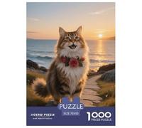 Puzzle Norwegian Forêt Cat 1000 Pièces pour Adultes Et Enfants, Jeu Éducatif, Casse-tête Côte au Sunset, DéCoration, Cadeau Adulte 70x50cm/1000pcs