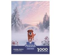 Puzzle Norwich Terrier 1000 Pièces en Carton pour Adultes Jeu ÉduChatif Jeu De Défi Casse-tête Chien Rouge Champ Neige Idée Cadeau Décoration Intérieure 70x50cm/1000pcs