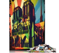 Puzzle Notre Dame Paris Pop Art de 1000 pièces pour adultes en bois pour adultes et famille, puzzles amusants de 1000 pièces (75 x 50 cm)