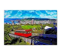 Puzzle Nouvelle-Zélande 200 pièces Téléphérique de Wellington, Nouvelle-Zélande, Jeu de Puzzle, œuvre d'art, Souvenir de Voyage, 35 x 25 cm