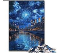 Puzzle Nuit étoilée sur la Seine 1000 pièces pour Adolescents, Jouets éducatifs, Jeux Anti-Stress, Cadeaux du Père Noël Secret pour Les Adolescents de 14 Ans et Plus (26x38cm)