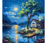 Puzzle Nuit Lune à la Campagne de 500 Pièces pour Adultes, Puzzles 500 pièces Adultes, Jigsaw Puzzle d'art pour Défi, Puzzles Coloré à Faire soi-même pour la Décoration de la Maison