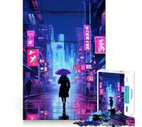 Puzzle Nuit Pluvieuse 1000 Pièces pour Adultes Jeu Intellectuel Calme et Détente Découpe Précise Cadeau Vœux du Père Noël (38x52cm)