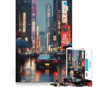Puzzle Nuit pluvieuse au Japon pour Adultes, 1000 pièces, pour stimuler la mémoire, Jeu de Groupe, Assemblage du Motif, Surprise de Noël (38x26cm)