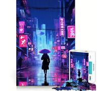 Puzzle Nuit Pluvieuse pour Adultes 1000 Pièces Stimule la Mémoire Jeu de Groupe Motif Assembler Surprise de Noël (38x26cm)