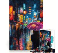 Puzzle Nuit pluvieuse Tokyo 1000 pièces pour Adolescents Renforce la mémoire, apaise et détend, Bords Lisses, (38x26cm)