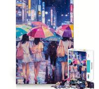 Puzzle Nuit pluvieuse Tokyo 1000 pièces pour Adolescents Stimule la mémoire Détend et Amusant Bords Lisses Liste de souhaits du Père Noël (38x26cm)