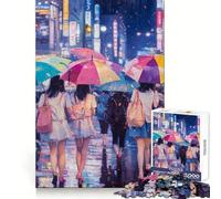 Puzzle Nuit pluvieuse Tokyo 1000 pièces pour Adolescents Stimule la mémoire Détend et Amusant Bords Lisses Liste de souhaits du Père Noël (38x26cm)