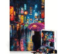 Puzzle Nuit pluvieuse Tokyo pour Adolescents, 1000 pièces, Collection Recall Upgrade Calm Relax Clear Cut Art (50x75cm)