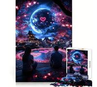 Puzzle Nuit Romantique sous la Lune pour Adultes, 1000 pièces, Jeu de réflexion, Anti-anxiété, Objet de Collection aux découpes soignées (38x26cm)