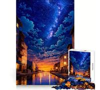 Puzzle Nuits Rurales au Japon pour Adolescents, 1000 pièces, stimule la mémoire, soulage la Tension, Bords Nets, Belle œuvre d'art (38x26cm)