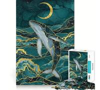 Puzzle numérique Baleine sous la Lune 1000 pièces,Jeu de Concentration mentale,découpe de précision,Bords Lisses,Jeu de Construction de Liens significatifs (50x75cm)