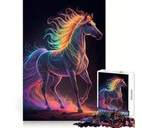 Puzzle numérique Cheval Arc-en-Ciel 1000 pièces pour Adultes, Jeu d'exercice Mental, détente, découpe de précision, Cadeau élégant (38x52cm)