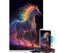 Puzzle numérique Cheval Arc-en-Ciel 1000 pièces pour Adultes, Jeu d'exercice Mental, détente, découpe de précision, Cadeau élégant (38x52cm)