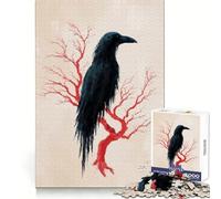 Puzzle numérique Corbeau sur Arbre Rouge, 1000 pièces, Collection d'art Recall Upgrade Calme et détente (38x52cm)