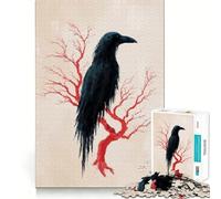 Puzzle numérique Corbeau sur Arbre Rouge, 1000 pièces, Collection d'art Recall Upgrade Calme et détente (38x52cm)