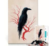 Puzzle numérique Corbeau sur Arbre Rouge 1000 pièces pour Adolescents, Jeu de logique Fine, Loisirs faciles, Bords Nets, Cadeau de Festival (50x75cm)