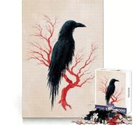 Puzzle numérique Corbeau sur Arbre Rouge 1000 pièces pour Adolescents, Jeu de logique Fine, Loisirs faciles, Bords Nets, Cadeau de Festival (50x75cm)