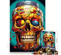 Puzzle numérique Crâne dans Un Bocal pour Adolescents, 1000 pièces, Jeu d'exercice Mental, activité à Domicile, décoration Murale découpée avec précision 50x75cm