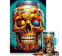 Puzzle numérique Crâne dans Un Bocal pour Adolescents, 1000 pièces, Jeu d'exercice Mental, activité à Domicile, décoration Murale découpée avec précision 50x75cm