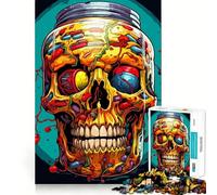 Puzzle numérique de 1000 pièces Crâne dans Un Bocal, Jeu cognitif pour Adolescents, Plaisir Lent, Bords de qualité supérieure, Cadeau du Père Noël 38x52cm