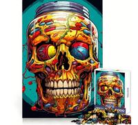 Puzzle numérique de 1000 pièces Crâne dans Un Bocal, Jeu cognitif pour Adolescents, Plaisir Lent, Bords de qualité supérieure, Cadeau du Père Noël 38x52cm