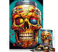 Puzzle numérique de 1000 pièces Crâne dans Un Bocal pour Adolescents, Jeu Intelligent et Convivial, Assemblage d'images, œuvre d'art 38x26cm