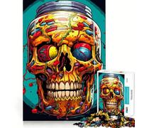 Puzzle numérique de 1000 pièces Crâne dans Un Bocal pour Adolescents, Jeu Intelligent et Convivial, Assemblage d'images, œuvre d'art 38x26cm