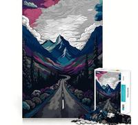 Puzzle numérique de 1000 pièces représentant Un Paysage de Route de Montagne, idéal pour Adultes Jeu de logique et de détente aux Bords Lisses Cadeau Original (50x75cm)