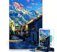 Puzzle numérique de 1000 pièces représentant Un Paysage de Village de Montagne pour Adultes Jeu de réflexion Partage de Moments conviviaux Découpe soignée Surprise d'anniversaire