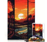 Puzzle numérique de 1000 pièces représentant Un Paysage Tropical au Coucher du Soleil idéal pour Le développement cérébral des Adultes Un Passe-Temps apaisant et Facile à Assembler et Une Belle idée