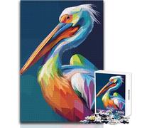 Puzzle numérique de 1000 pièces représentant Un pélican coloré, idéal pour Les Adolescents Jeu éducatif Stimulant la Concentration et Une idée Cadeau Originale et touchante Dimensions:38x52cm