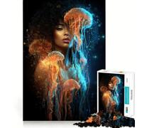 Puzzle numérique Femme et Méduse,1000 pièces,Stimulant cognitif,pièces nettes et sans bavures,Jouet d'intérieur idéal pour Les fêtes (38x52cm)