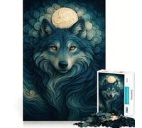 Puzzle numérique Loup et Lune 1000 pièces pour Adultes Réfléchissez,entraînez-Vous,jouez ! Assemblage serré,Aucune pièce ne se détache Cadeau Unique pour soulager Le Stress (38x52cm)