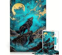 Puzzle numérique Loup Hurlant à la Lune de 1000 pièces Exercice Mental Amusant,pièces précises et sans Couture,Un Moyen captivant de Passer Le Temps (38x52cm)